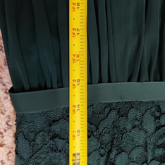 NEW Davids Bridal Formal Dress Forest Green Lace Chiffon 1 Shoulder Size 6 - Picture 15 of 15